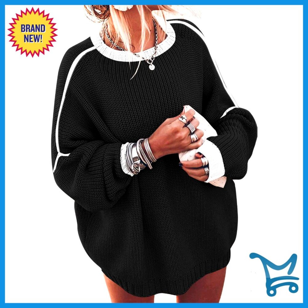 Oversized Batwing Sleeve Knit Sweater Pullover Loose Fit Casual Chic Winter